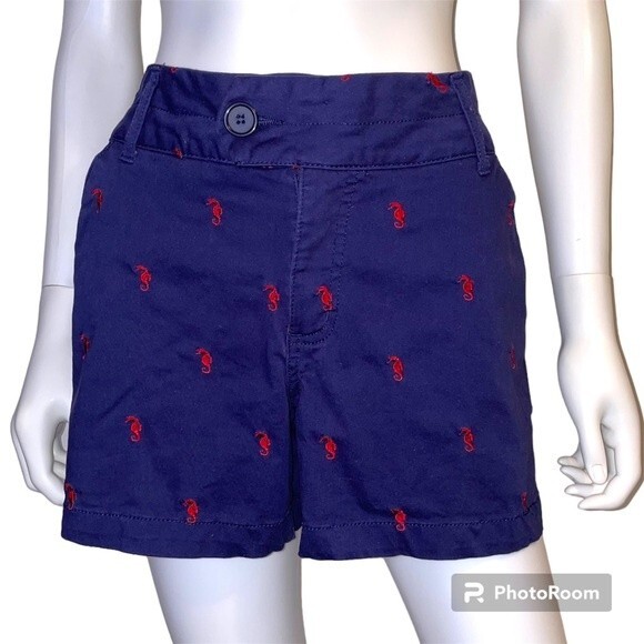 Blue Epic Women's Shorts Navy with Red Seahorses Size 14 - Picture 1 of 7